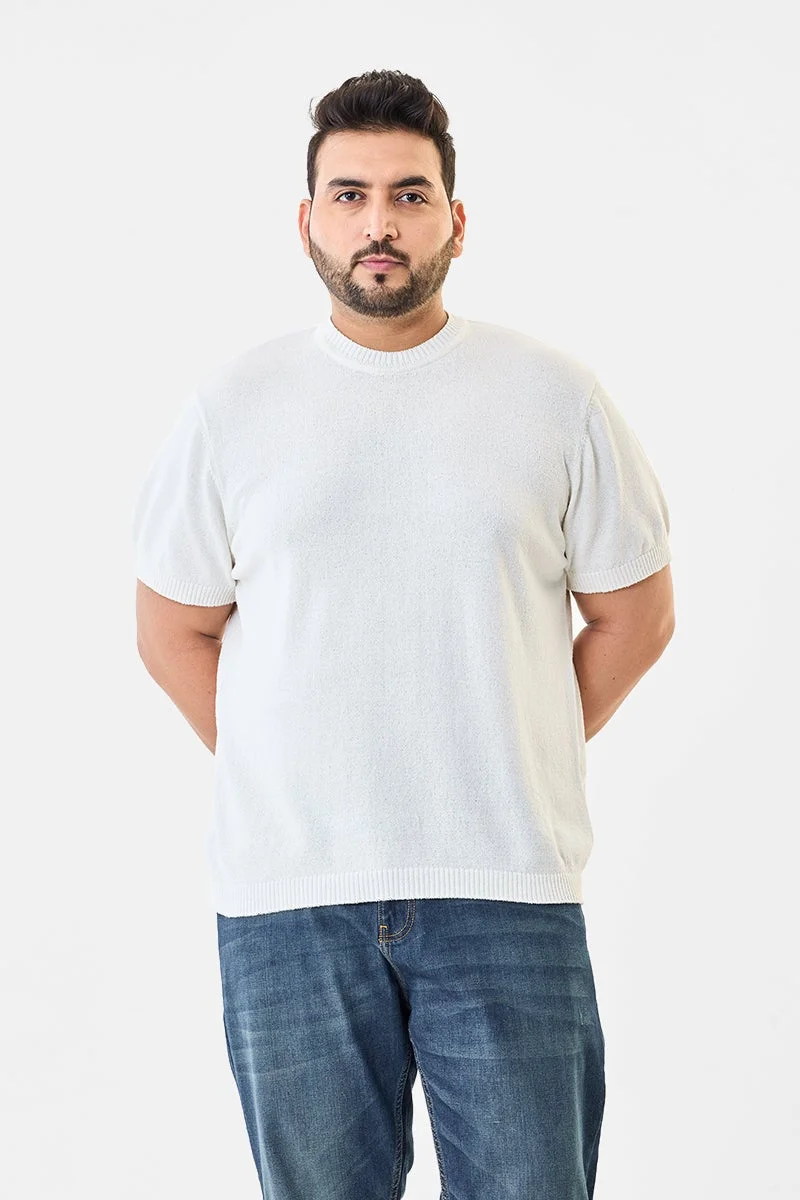 سنيتش تيشيرت مقاس كبير محبوك بنسيج بارز